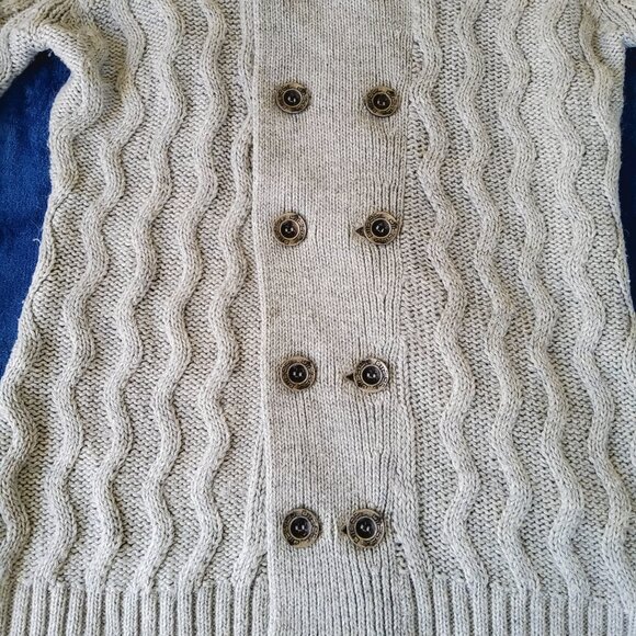 Diesel Femme Chunky Cable Knit Hooded Cardigan Button Sweater Neutral Size XL - Picture 3 of 11